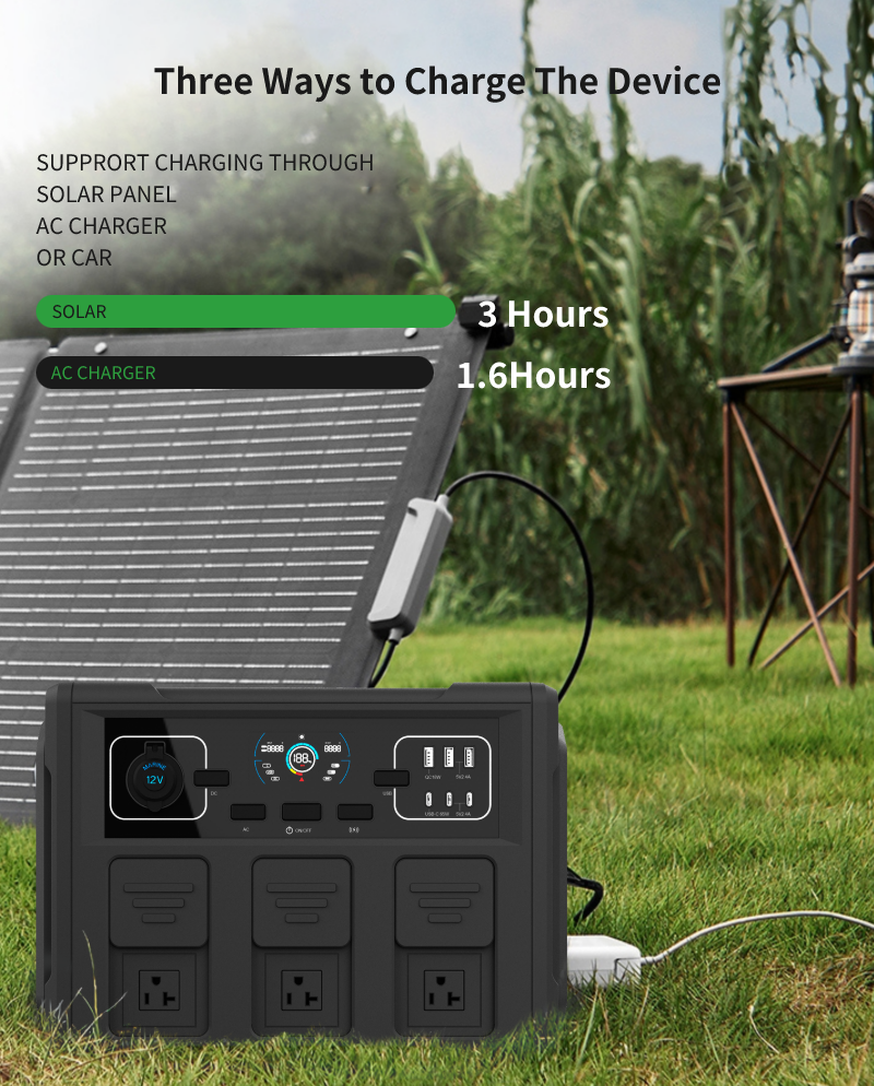 Portable Power Station 1041WH 1200W Power Station Support UPS BMS 1.8 Hours Fast Charging for Travel Hunting Home